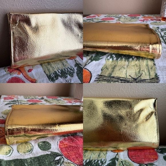 Vintage gold foil snap closure clasp handbag